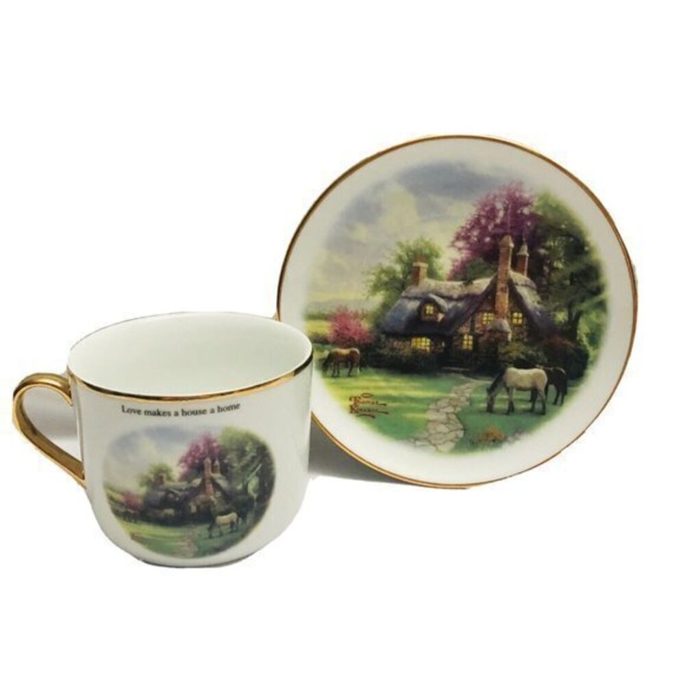 Thomas Kinkade Cup and Saucer Set A Perfect Summer Day